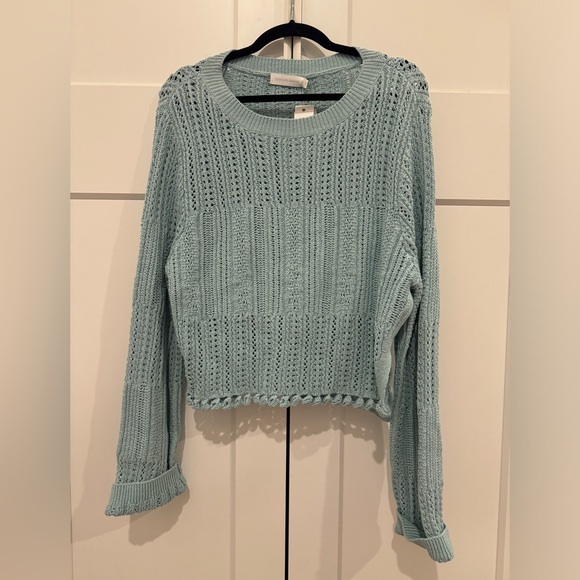 Jonathan Simkhai amberly chunky cropped pullover sweater size large tide pool